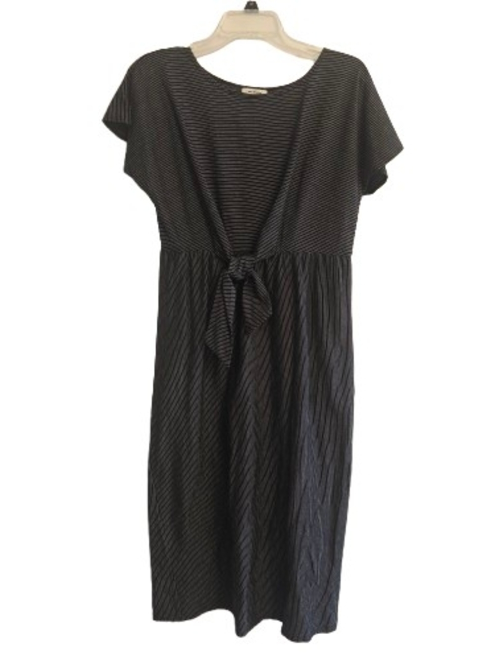 Max Studio Black & White Striped Knot-Front Midi Dress